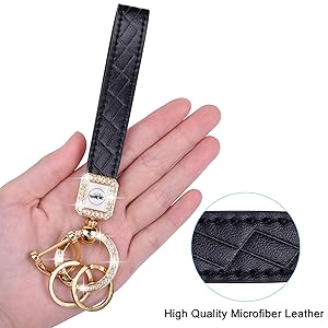 Wisdompro Bling Leather Car Keychain, Universal Microfiber Leather Key FOB Keychain Key Chain Holder Accessories