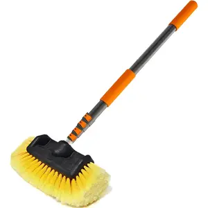 12FT  Wash Brush with Long Handle,  Cleaning Brush with 12 Inch Soft Bristle, Solar Panels Cleaner with Telescoping Pole for RV, , Boat, House Siding