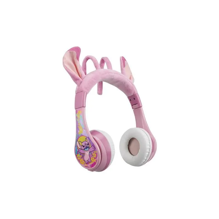 Disney Stitch Angel Kids' Bluetooth Headphones, Audio Stereo Sound, Adjustable Fit, Rechargeable, Included Cable, Charging