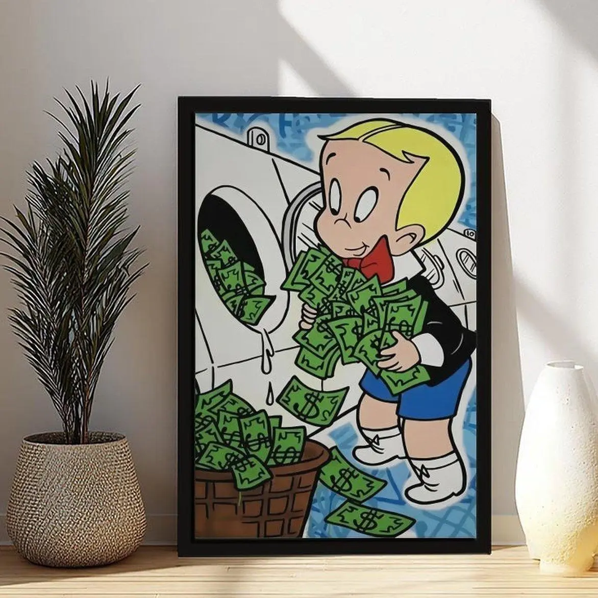 Monopoly Richie Rich Money Abstract Wall Art Decor - Luxury Cash Canvas Posters & Prints for Living Room, Bedroom, Office, Funky Home Decor with Kids' Locked Electronic Piggy Bank Verse wall decor poster wall art wall decor for men posters