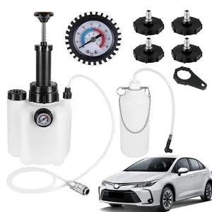 3L Brake Fluid Bleeder Kit w/ 1L Catch Bottle, Pressure Brake Bleeding Tool, Manual Power Bleeder Pump for Flush Brakes and Clutch System, Upgraded Adapters (43.5/45/49.5/50.7mm) for Master Cylinders