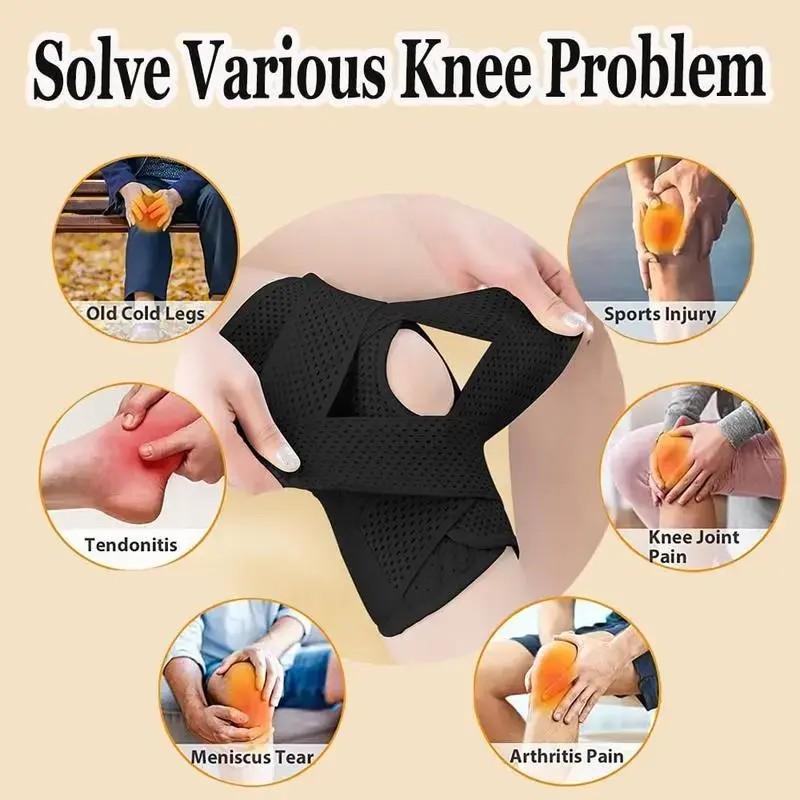 2pc Plus Size Knee Brace for Knee Pain, Compression Knee Support with Air Mesh Fabric, Adjustable Knee Wrap with Side Stabilizers, Ultra-Soft Bandage for Sports, Running, Meniscus Tear, ACL, Arthritis Relief