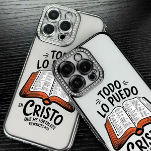 Bible Verse Phone case for iPhone 17Pro Max Air 16 15 14 13 12 cases, Christian Pattern Aesthetic Phone case, Transparent cover, Faith, Protective Silicone Cover, Protection Durable, Shockproof Drop, Diamond Star IPhone Case a Gifts for girls.JY25