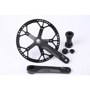 Folding Bike Hollow Crankset, 53T Single Chainring, 170mm Arms, 10 Speed, 138L Spindle, Black CNC Aluminum with Guard, 1369g (Bottom Bracket Not Included)