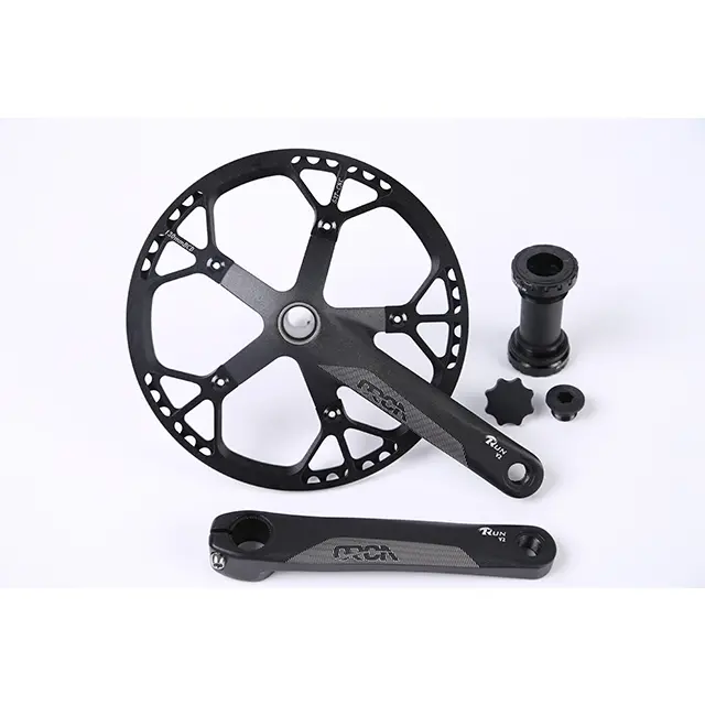 CNC Aluminum Alloy Folding Bike Hollow Crankset for Urban Riding, 53T Single Chainring, 170mm Arms, 10 Speed, 138L Spindle, Black with Chain Guard, 1369g (Bottom Bracket Not Included) – Cycling Parts