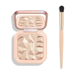Face Highlighter Palette High Glossy Illuminator with Pearl Shimmer Smooth Baked Powder for Natural Glow Finish Lasting Sparkling Champagne Makeup SUN GLOW