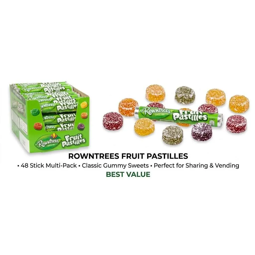 Posh NoshRowntrees UK Import Fruit Pastilles Candy Rolls 48g 32ct