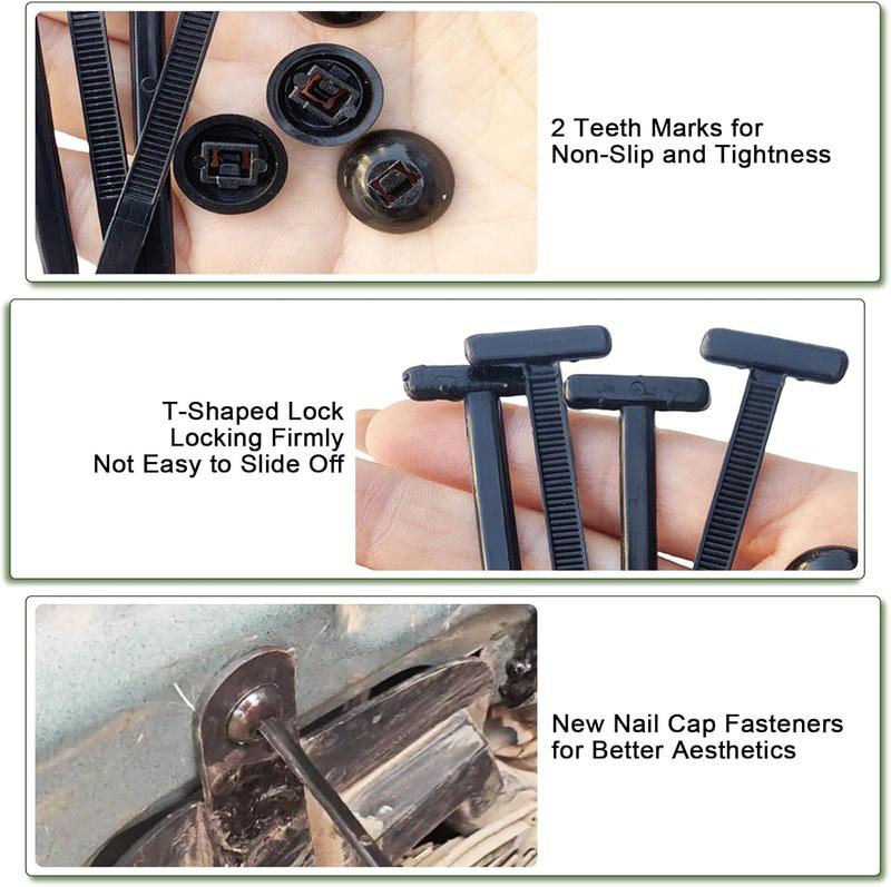 100PCS Nylon Universal Cable Tie Buckle, Zip Ties Heavy Duty with Pin & Button Design, Car Daily Repair, Applicable Toengine Lower Guard Plates, Fender Linings, Fenders, Trunkclips (100)