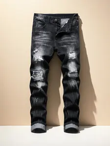 Men's ripped jeans, distressed ripped slim straight jeans, black ripped men's street jeans compression    ripped  jeans jeans  n  s size  32  purple  jeans exclusive    official high street jean  boy summer gomez  western  wear  outlet