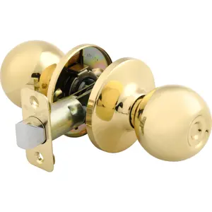 Brinks 2115-105 Ball Style Door Knob for Hall and Closet, Polished Brass