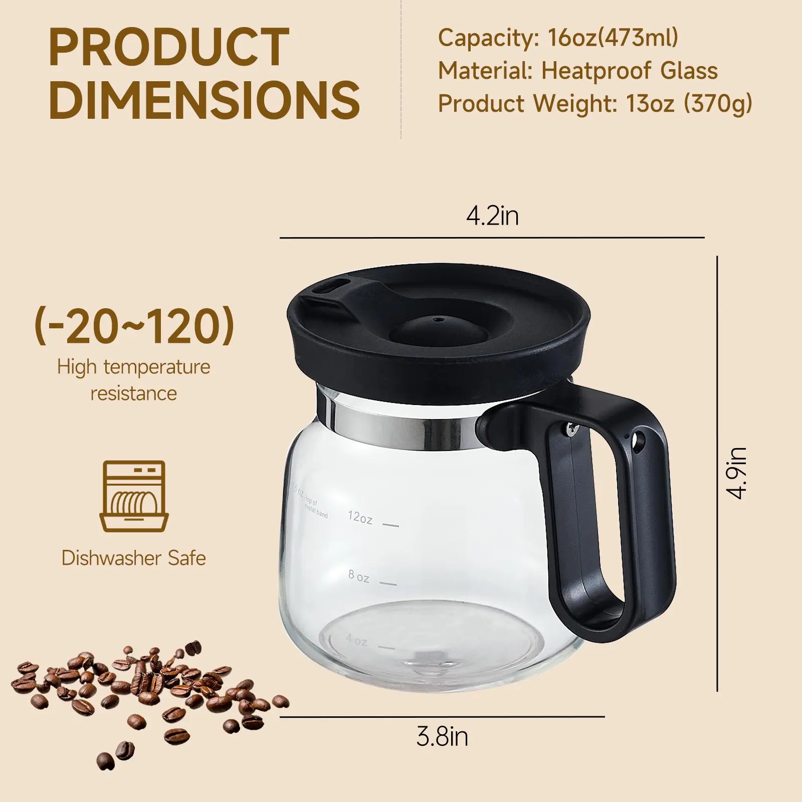 UFORU Coffee Mug with Lid 16oz Glass Creative Cup, Coffee Lovers' Top Choice,Dimensions: 4.9inches tall, 3.8 inches wide, Includes Coaster, Ergonomic Handle Design, a little surprise for your loved one #SummerWins#DFYD