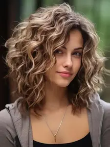 12-inch short wavy curl clip-on hairpiece - Women's natural brown fluffy extension piece - Ideal for daily wear, invisible, realistic, and easy to maintain