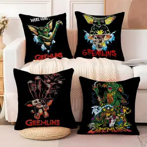 Movie Monster G-Gremlins Cushion Cover Soft Short Plush Fabric Double-Sided Print | Breathable Pillow Cover for Sofa Couch Bed | Skin-Friendly, Washable, Invisible Zipper, Anti-Dust Mite, Durable Material | Warm Winter Home Decor Gift