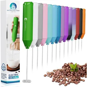 Powerful Milk Frother Mini Handheld Foam Maker for Coffee Whisk Drink , Cappuccino, Latte, Matcha, Hot Chocolate, No Stand, Green