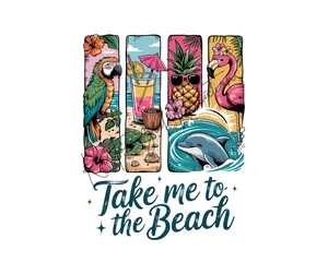 Take Me To The Beach • T-shirt Tee Shirt Comfortable Unisex Top Casual Sublimation Graphic Dolphin Turtle Flamingo Pineapple Parrot Beach Ocean Cute Starfish