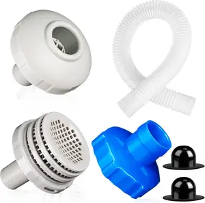 8 count 25022E Swimming Pool Water Jet Connector Kits 25016 Above Ground Pool Skimmer Hose and Adapter B Set Replacement with Outlet Strainer Grid Inlet Nozzle and Hole Plug for Above Ground Pool