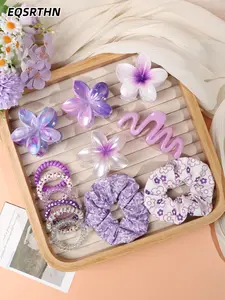 13pcs elegant flower hair clip, non-slip ponytail clip, suitable for women elegant sweet style hair ring, glossy plastic flower clip, does not hurt the hair phone line hair ring, suitable for ponytail and bun, ideal mother's day gift