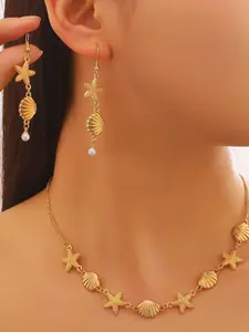 Starfish Conch Jewelry Set, Fashionable Women's Bohemian Party Accessories, Adjustable Vacation Decorations