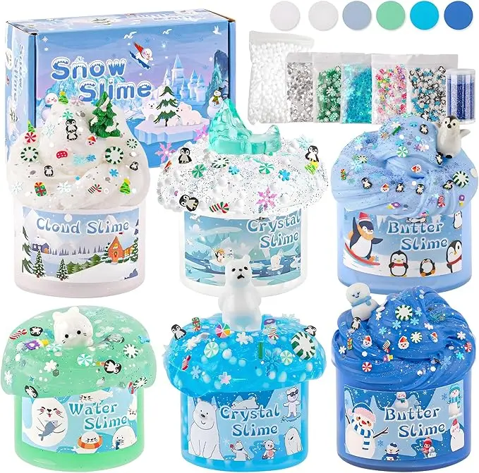 6 Pack Butter Slime Kit for Girls and Boys,Party Favors Stretchy and Non-Sticky, Stress Relief Toy,Soft DIY Slime for Kids Birthday Gift Christmas Stocking Stuffers