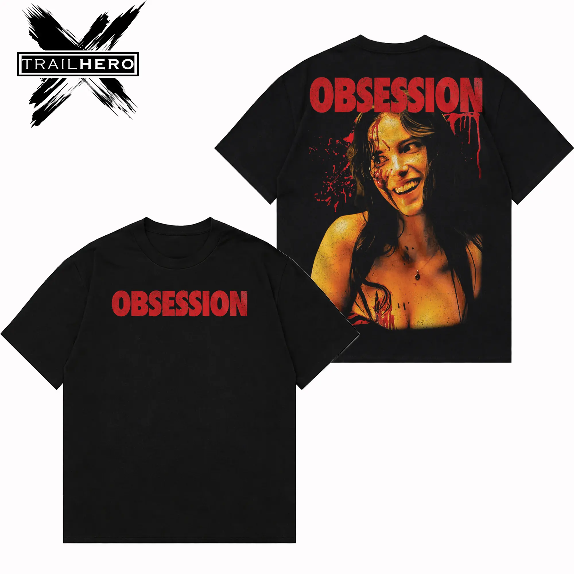 TRAIL HERO - Obsession 2026 Premium Acid Washed Hoodie T-Shirt,Obsession Horror Movie T-Shirt Hoodie, Character Horror Film Fans Shirt, Horror Film Washed Shirt