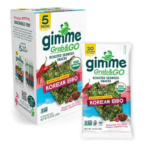Gimme Seaweed Grab & Go Organic Premium Roasted Seaweed Snacks, Korean BBQ, 5 Count Trayless, Keto, Vegan, Gluten-Free, Source of Omega3s, Healthy On-The-Go Snack for Kids & Adults