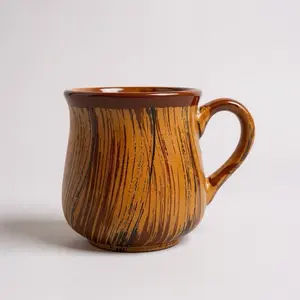 Rustic Clay Coffee Mug – Handcrafted, Ceramic-Coated & Lead-Safe Drinkware Handmade Reusable Cup Wood Tumbler Washable
