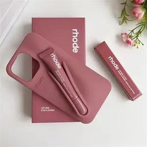 Rhode Case With Box and Lip Gloss Set Silicone Case for iPhone 17 16 15 14 13 12 11 Pro Max Plus Lipstick Toast Espresso Ribbon Cover