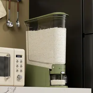 22lb/11lb Rice Dispenser, Slim Clear Dry Food Storage Container, BPA-Free, Sealed & Moisture-Proof, Ideal for Grains and Cereals Storage in Kitchen Pantry and Home Use