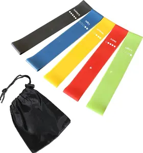 Resistance Loop Exercise Bands Set of 5 with Instruction Guide and Carry Bag