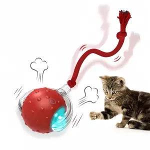 USB Smart Interactive Cat Toy Ball, Automatic Cat Toy, Rechargeable Indoor Cat Toy with Colorful Lights, Power Ball Cat Toy, Kitten Toy, Automatic Rolling Ball
