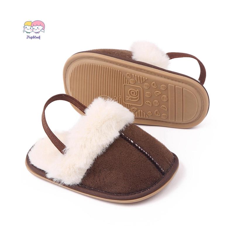 Fluffy Baby Slides Slippers Soft Plush Warm Non Slip House Shoes for Toddlers Boys Girls Winter Indoor Outdoor