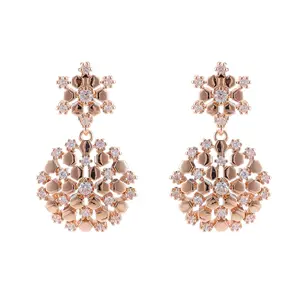 Luxury Rose Golden Snowflake Drop Earrings for Women, Sparkly Crystal Statement Dangle Earrings, Elegant Rhinestone Party Wedding Banquet Jewelry Gift