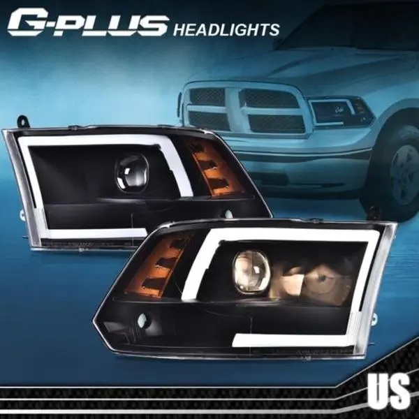 G-PLUS LED Headlight Assembly, Car Lighting Accessories for 2009-18 Dodge Ram 1500 2500 3500 with DRL Projector, Car Exterior Upgrade