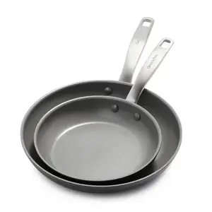 GreenPan Chatham Hard Anodized Healthy Ceramic Nonstick 8" and 10" Open Frying