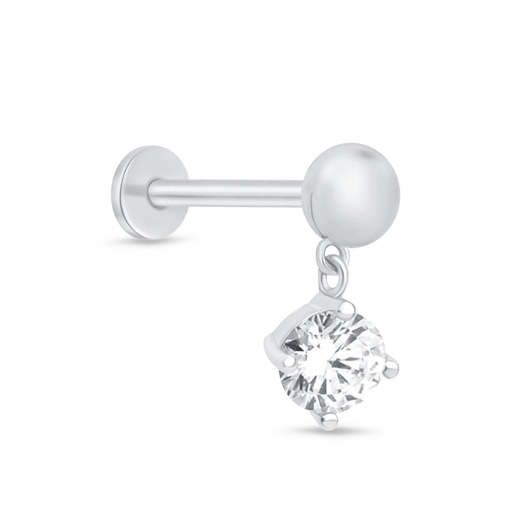 Solitaire Diamond Drop Stud Earrings in 14k Gold