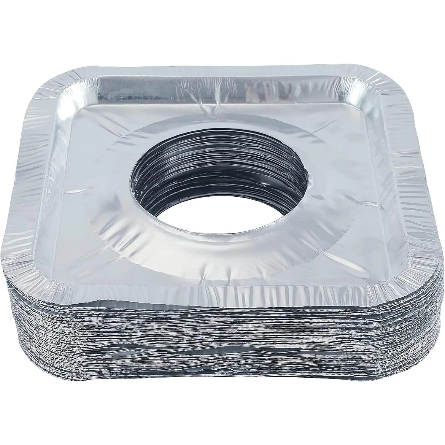 Gas Burner Liners (100 Pack) 8.5" Disposable  Foil Square Stove Burner Covers - Gas Range Protector Foil Liners to Catch Oil,  and  Spills