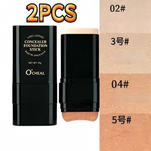 2PCS Concealer Foundation Stick with Built-in Brush, 2-in-1 Full Coverage Waterproof Foundation, Long-Lasting Natural Finish for All Skin Tones tiktokshopspringglowup