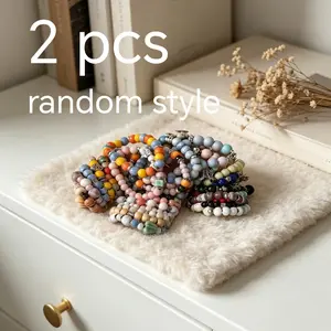 2 Pcs Random Ceramic Bead Bracelets Blind Box, New Chinese Style Stackable Bangle, Daily Wear Jewelry, Gift for Women and Girls