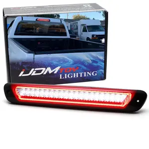 iJDMTOY Blackout Smoked Lens Race Car Style Strobe/Flash LED High Mount Third Brake/Clearance Light Assembly For 2004-2012 GMC Canyon/Chevy Colorado