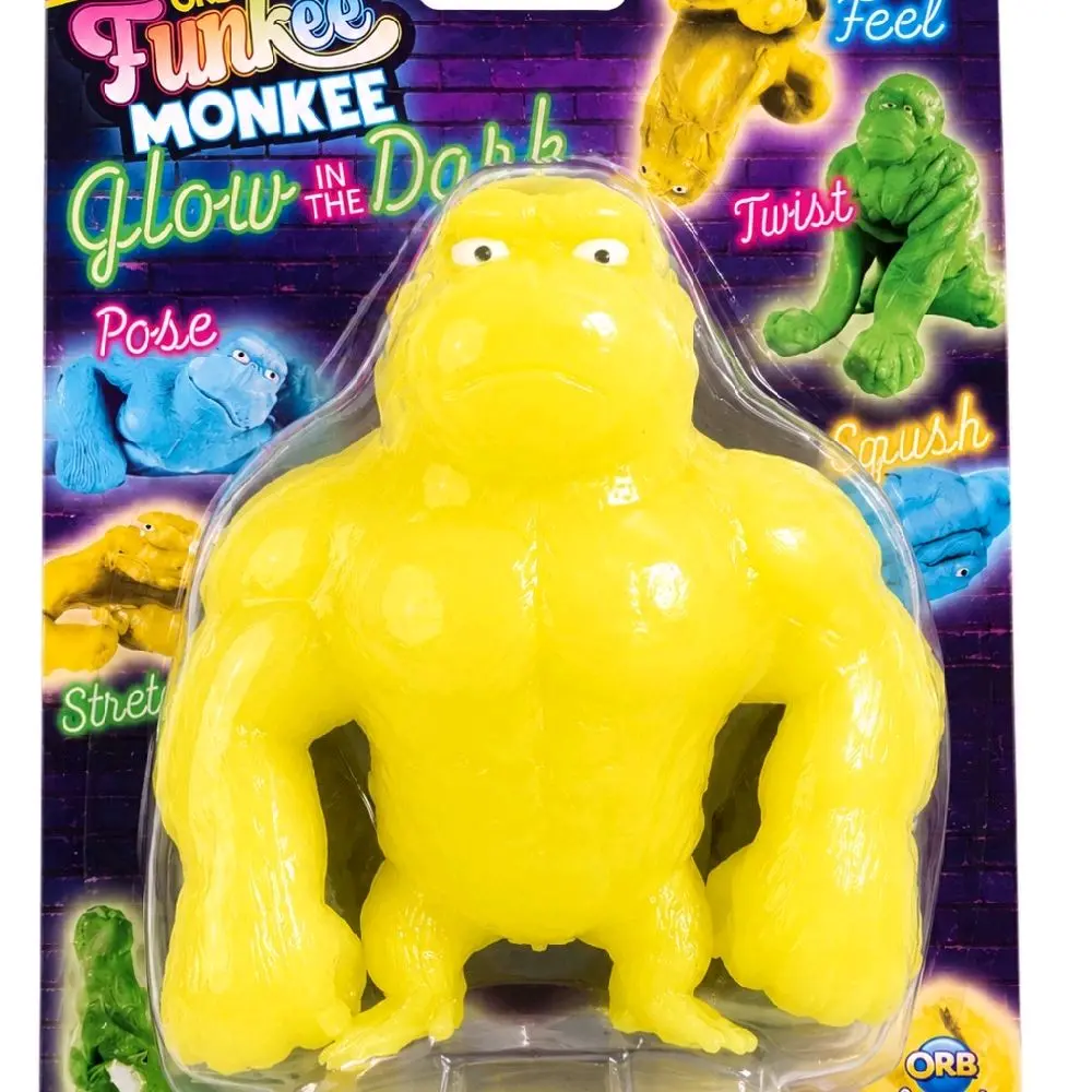 ORB Funkee Monkee Glow in the Dark Squishy Toy | Stretch, Squish & Pose | Ages 3+ Brand New