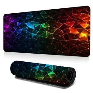Colorful Geometric Design Gaming Mouse Pad, Large Extended Desk Mat with Abstract Shapes, HD Printed Mouse Mat with Stitched Edges and Non Slip Rubber Base, Ideal for Gaming Setup, Office Desk and Gift for Gamers And Men And Women