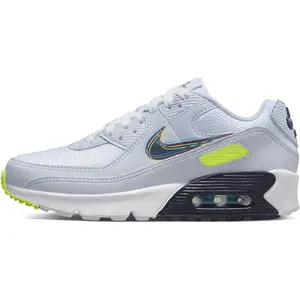 Youth Nike Air Max 90 White/Blackened Blue-Volt (DV3480 100) (GS)
