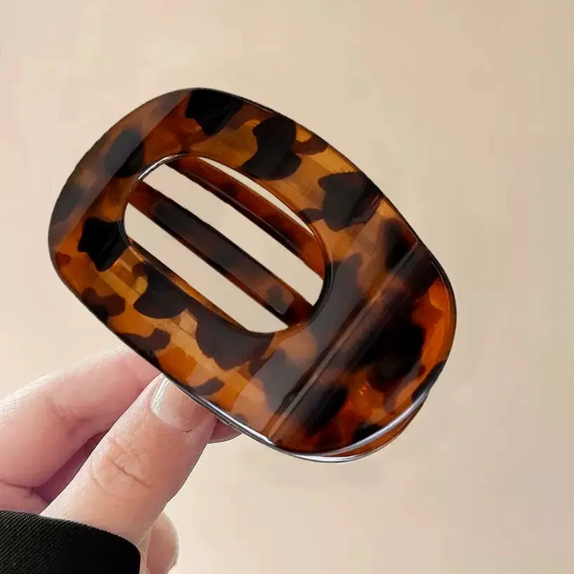 5pcs Marble Print Oval Hollow Claw Clips - Decorated Clip Hair Accessories, Simple, Strong Hold, Non-Slip, Hair-Friendly, Lightweight, Trendy, Elegant, Multi-Color Set, Versatile Daily Use【001】, Clip Hair Clips, Decorated Hair Clips