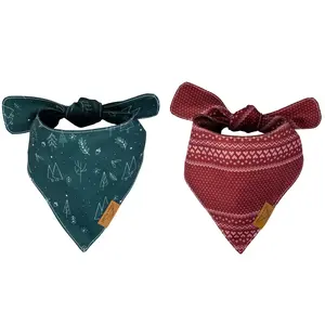 Remy+Roo Stylish Dog Bandanas - 2 Pack | Evergreen Set | Premium Durable Fabric | Unique Shape | Halloween Adjustable Fit Dog Bandana | Multiple Sizes