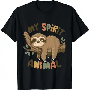 100% Cotton Sloth My Spirit Animal Graphic Funny Sloth Funny Sarcastic T-Shirt