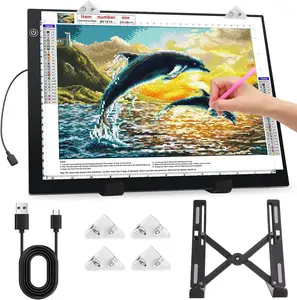 A4 Light Pad for  Art Kits for Adults,0.2" Ultra Thin Light Board with Stand and Clip for  Painting Accessories,3 Levels Dimming Light Box for Drawing,Sketching,Animation