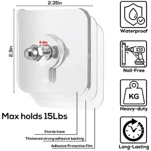 BUY 10 Get 10 Free 20-Piece No-Drill Screw Stickers, Strong Adhesive No-Nail, No Drilling Required Adhesive Wall Hooks Wall Mount Screw Hooks Picture Hangers Only for Smooth Surfaces (Not for Wallpaper/Textured Walls)