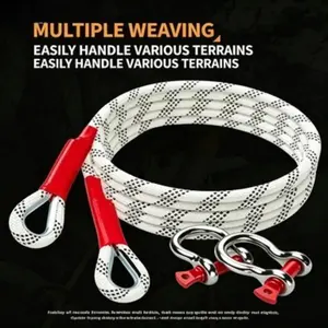 3 Ton 5M Heavy-Duty Tow Rope, Off-Road Recovery Tow Strap with D-Shackles, Emergency Towing Rope for Car/SUV/Truck Stretch Snatch Kit Kinetic Extreme