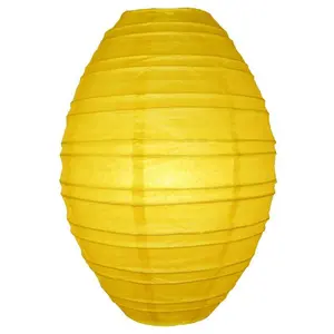Yellow Kawaii Unique Oval Egg Shaped Paper Lantern, 10-inch x 14-inch
