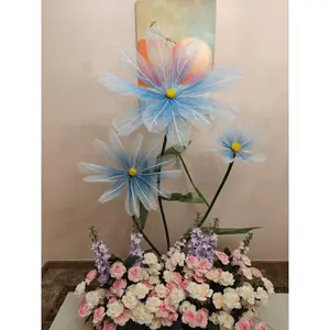 Artificial Silk Flower Wedding Scene Backdrop Decor Silk Yarn Flower Window Display Ornaments Stage Road Guide Floral With Stand